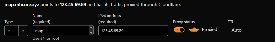 Настройка A-записи с проксированием